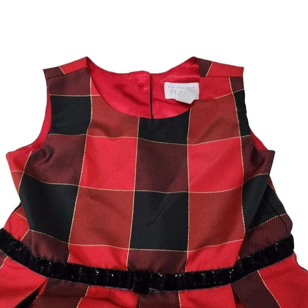 The‎ Children's Place Girls Plaid Dress 4T Plaid Red Black Holiday Party Toddler - Picture 2 of 8